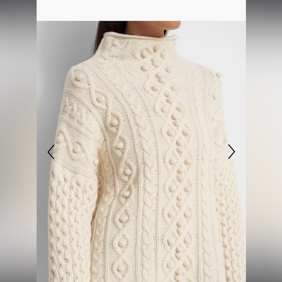 🌺🌺THEORY Cable Knit Mock Neck Sweater in Felted Wool-Cashmere